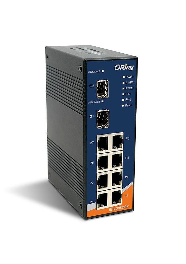 ORING-IES-3082GP ORing Industrial Networking Corp. IES-3082GP ORing FastE 8x 10/100TX + 2x SFP Managed Switch, Rugged